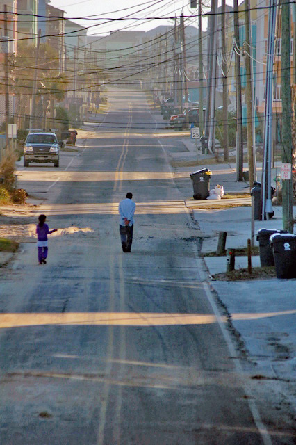 man on road